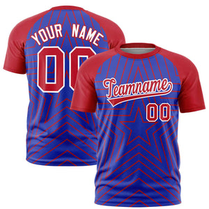 Custom Royal Red Personalized Star Pattern Raglan Sleeves Performance T-Shirt