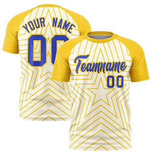 Custom Cream Gold Personalized Star Pattern Raglan Sleeves Performance T-Shirt