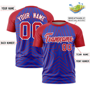 Custom Royal Red Personalized Star Pattern Raglan Sleeves Performance T-Shirt