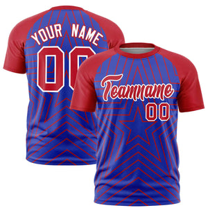 Custom Royal Red Personalized Star Pattern Raglan Sleeves Performance T-Shirt