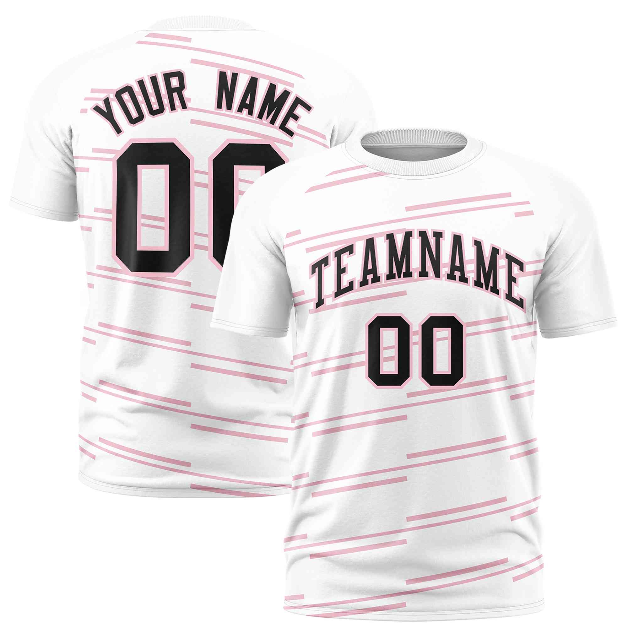 Custom White Light Pink Personalized Slanting Line Graffiti Pattern Performance T-Shirt