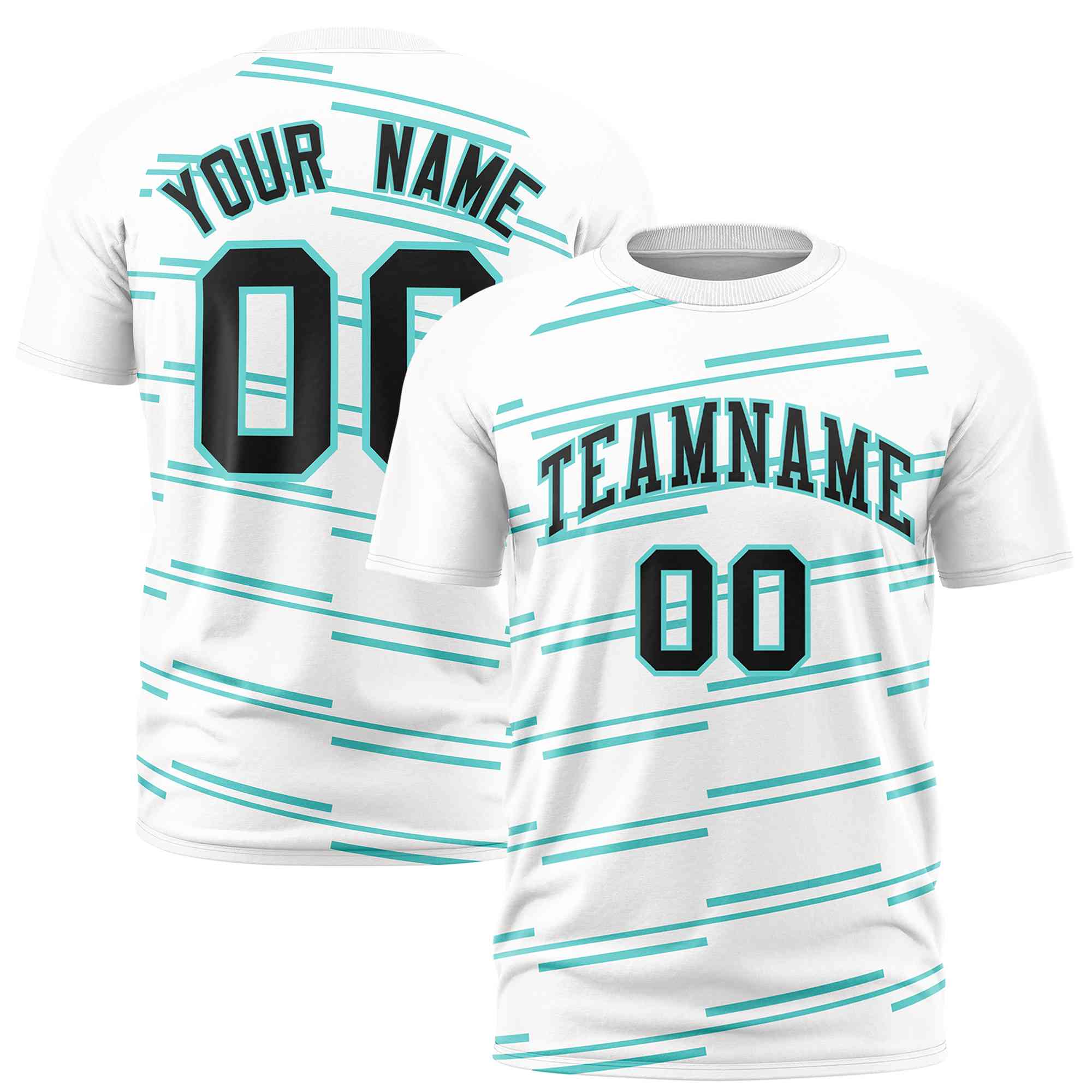 Custom White Aqua Personalized Slanting Line Graffiti Pattern Performance T-Shirt