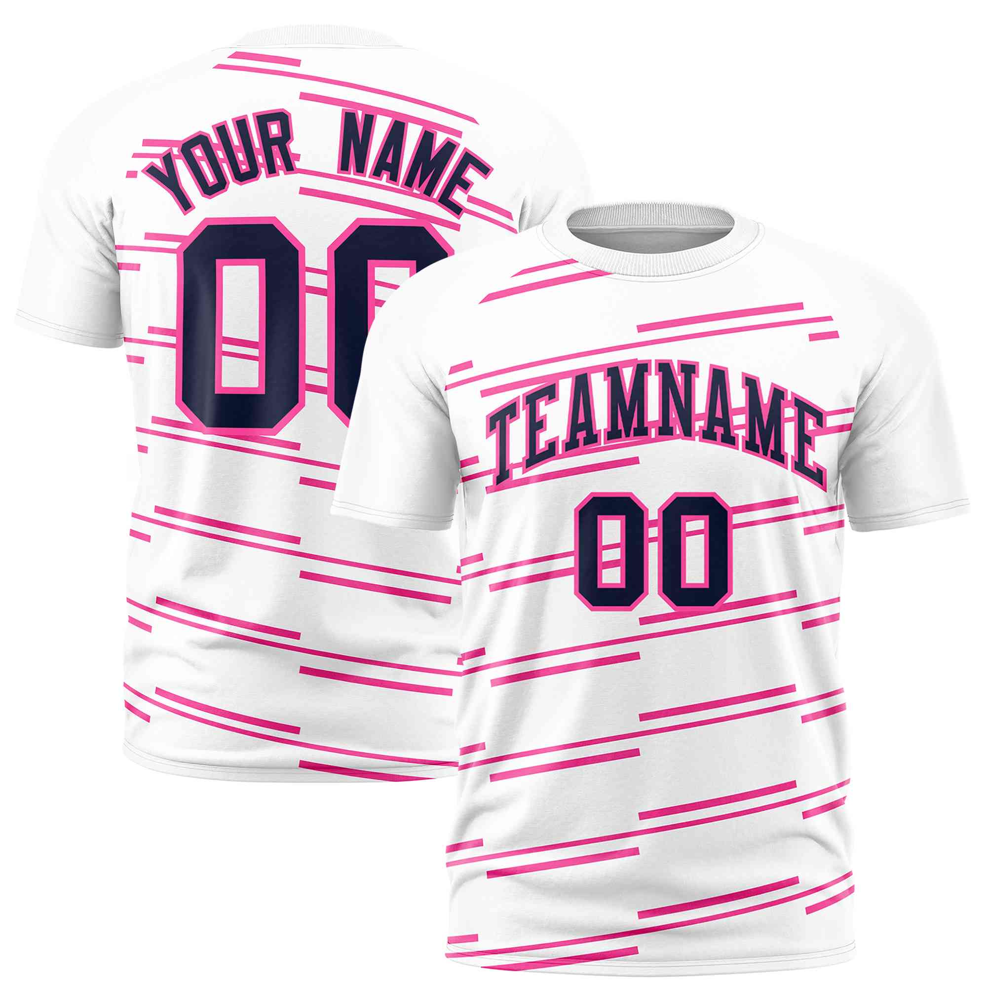 Custom White Pink Personalized Slanting Line Graffiti Pattern Performance T-Shirt