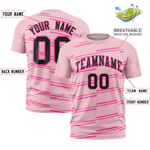 Custom Light Pink Pink Personalized Slanting Line Graffiti Pattern Performance T-Shirt