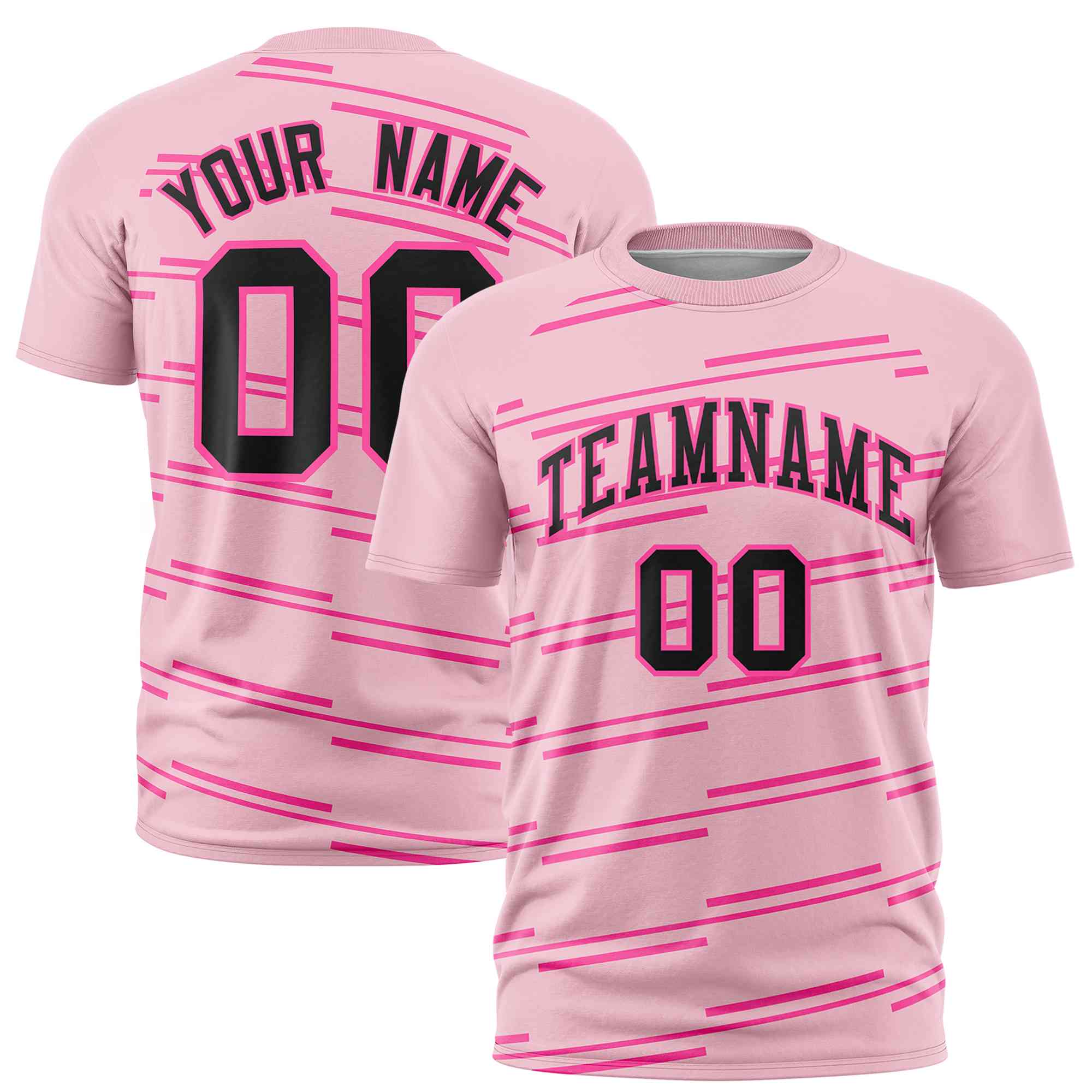 Custom Light Pink Pink Personalized Slanting Line Graffiti Pattern Performance T-Shirt