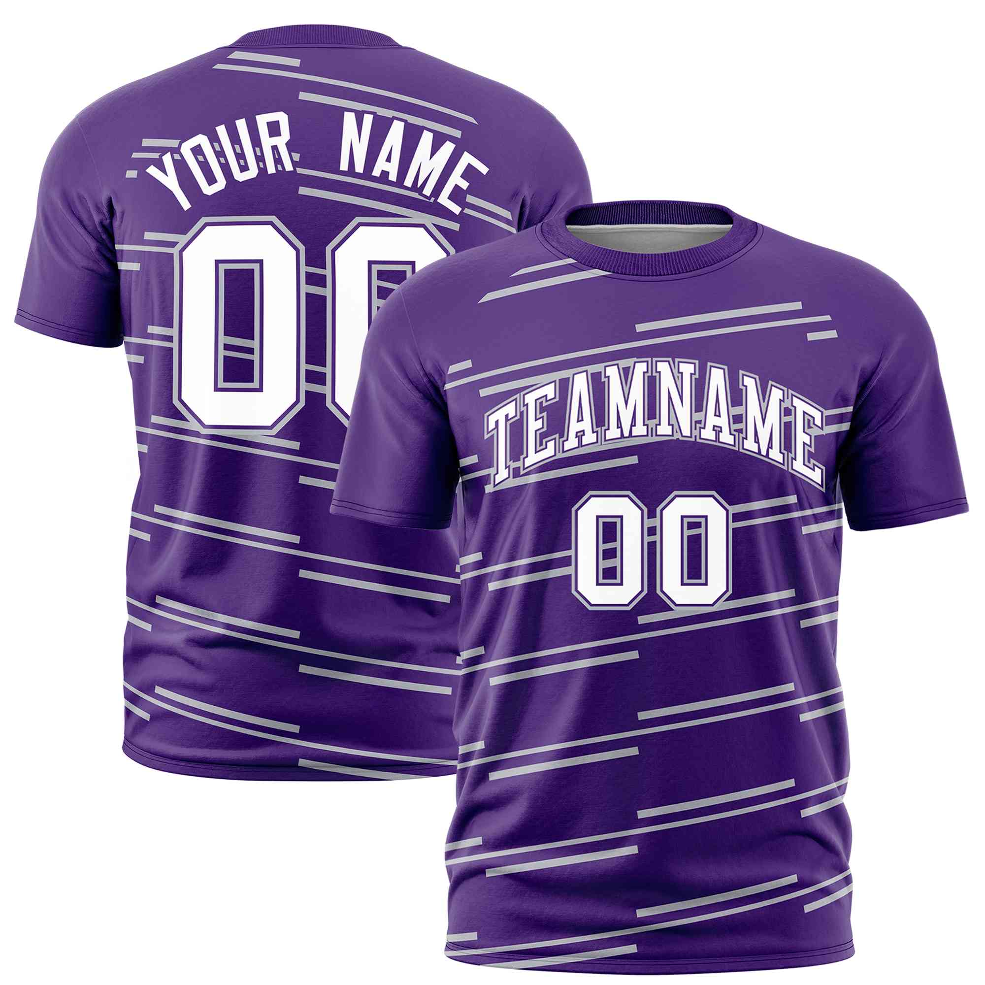 Custom Purple Gray Personalized Slanting Line Graffiti Pattern Performance T-Shirt