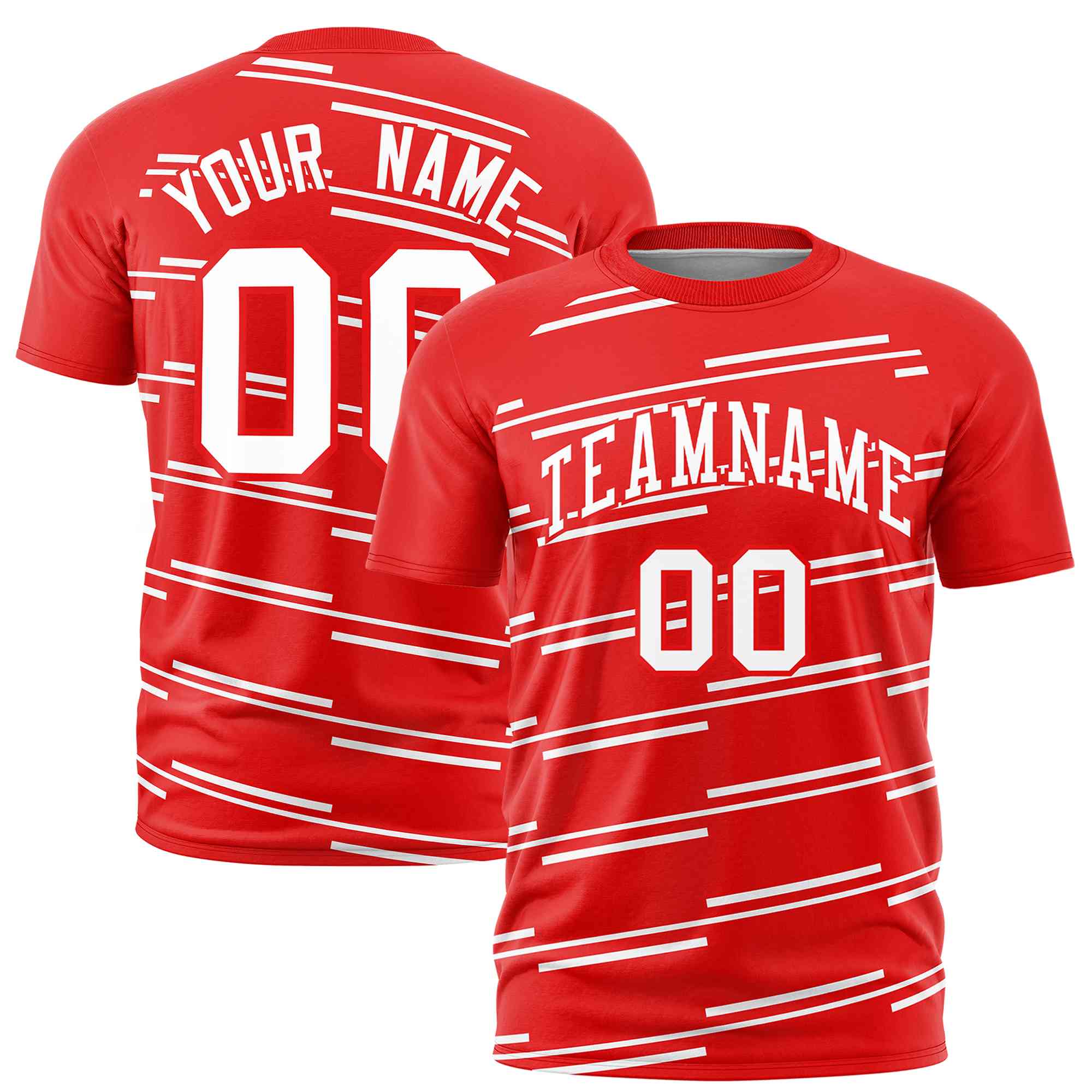 Custom Red White Personalized Slanting Line Graffiti Pattern Performance T-Shirt