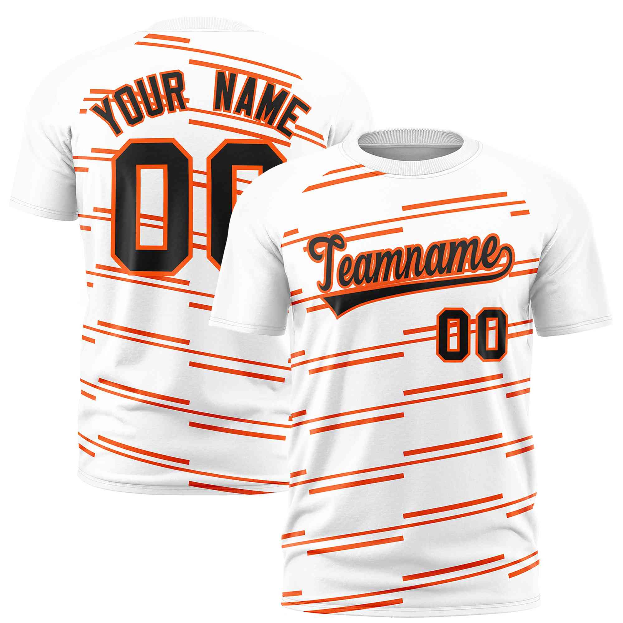 Custom White Orange Personalized Slanting Line Graffiti Pattern Performance T-Shirt