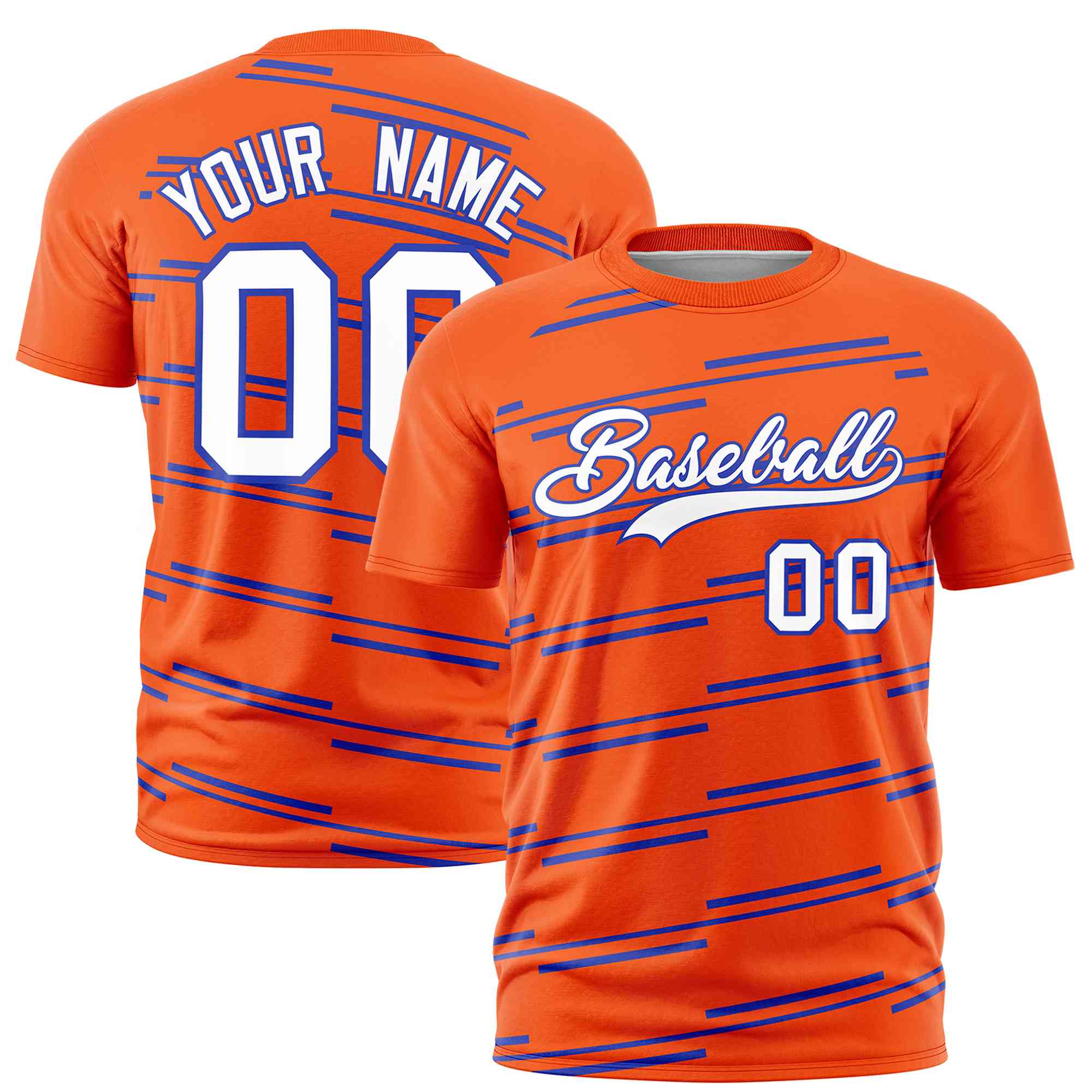 Custom Orange Royal Personalized Slanting Line Graffiti Pattern Performance T-Shirt