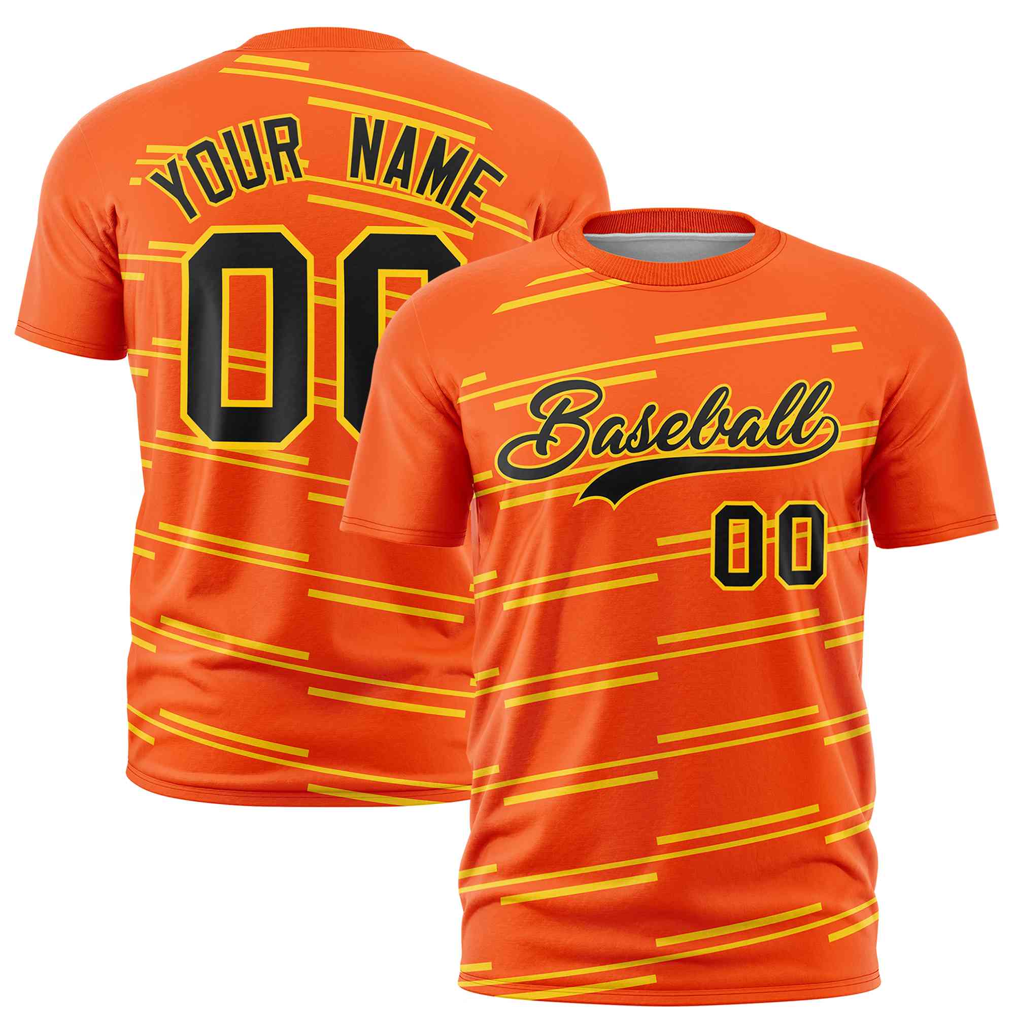 Custom Orange Gold Personalized Slanting Line Graffiti Pattern Performance T-Shirt