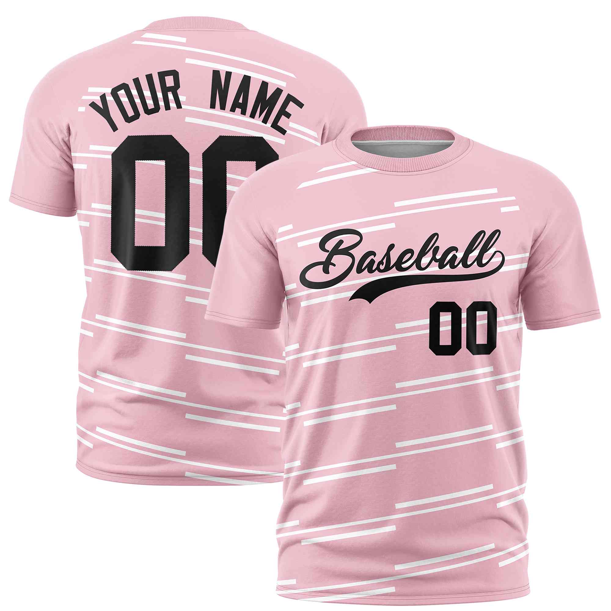 Custom Light Pink White Personalized Slanting Line Graffiti Pattern Performance T-Shirt