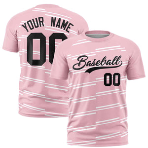 Custom Light Pink White Personalized Slanting Line Graffiti Pattern Performance T-Shirt