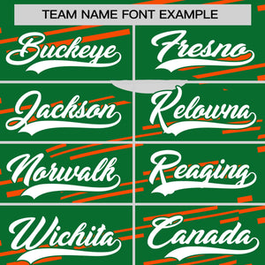 Custom Kelly Green Orange Personalized Slanting Line Graffiti Pattern Performance T-Shirt