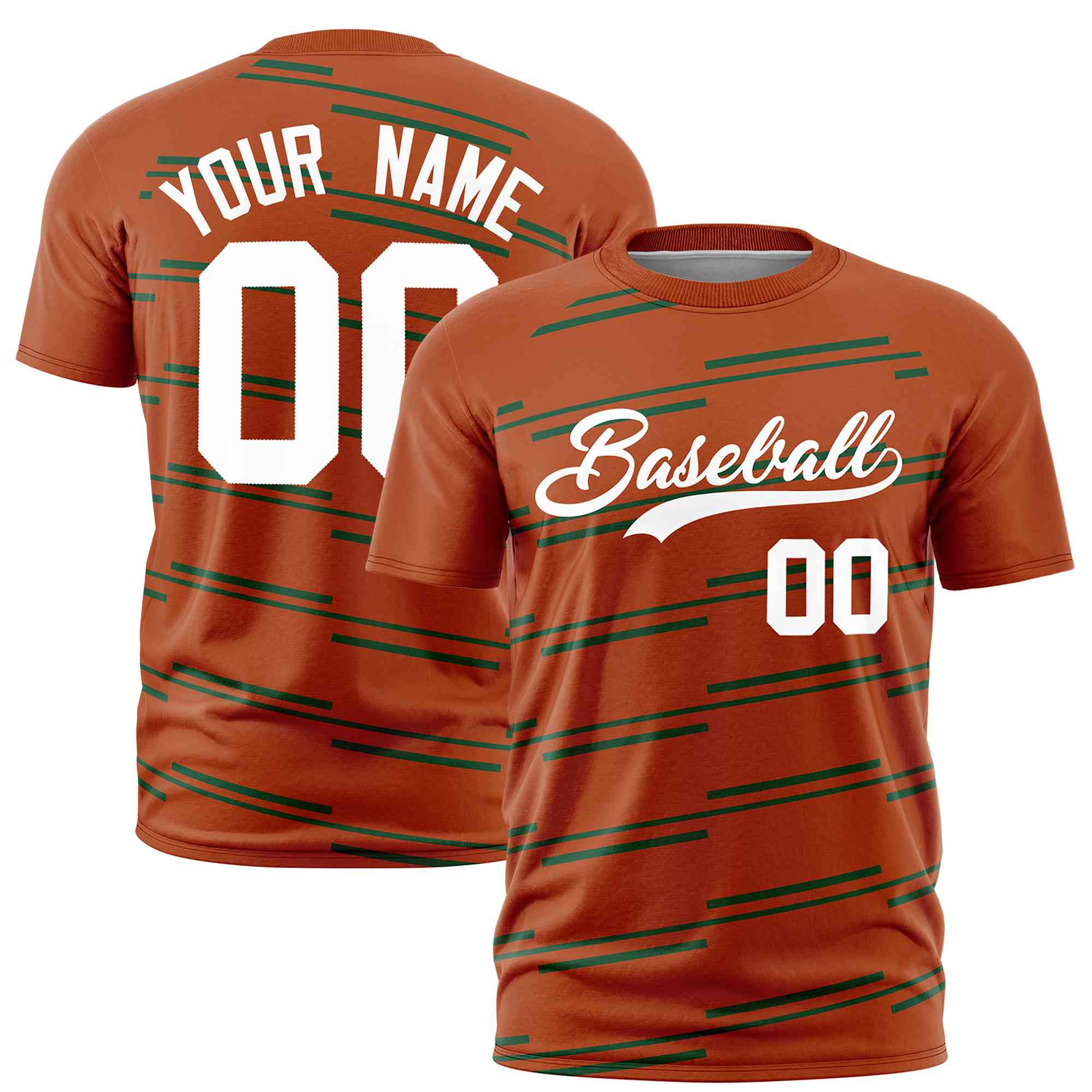 Custom Texas Orange Green Personalized Slanting Line Graffiti Pattern Performance T-Shirt