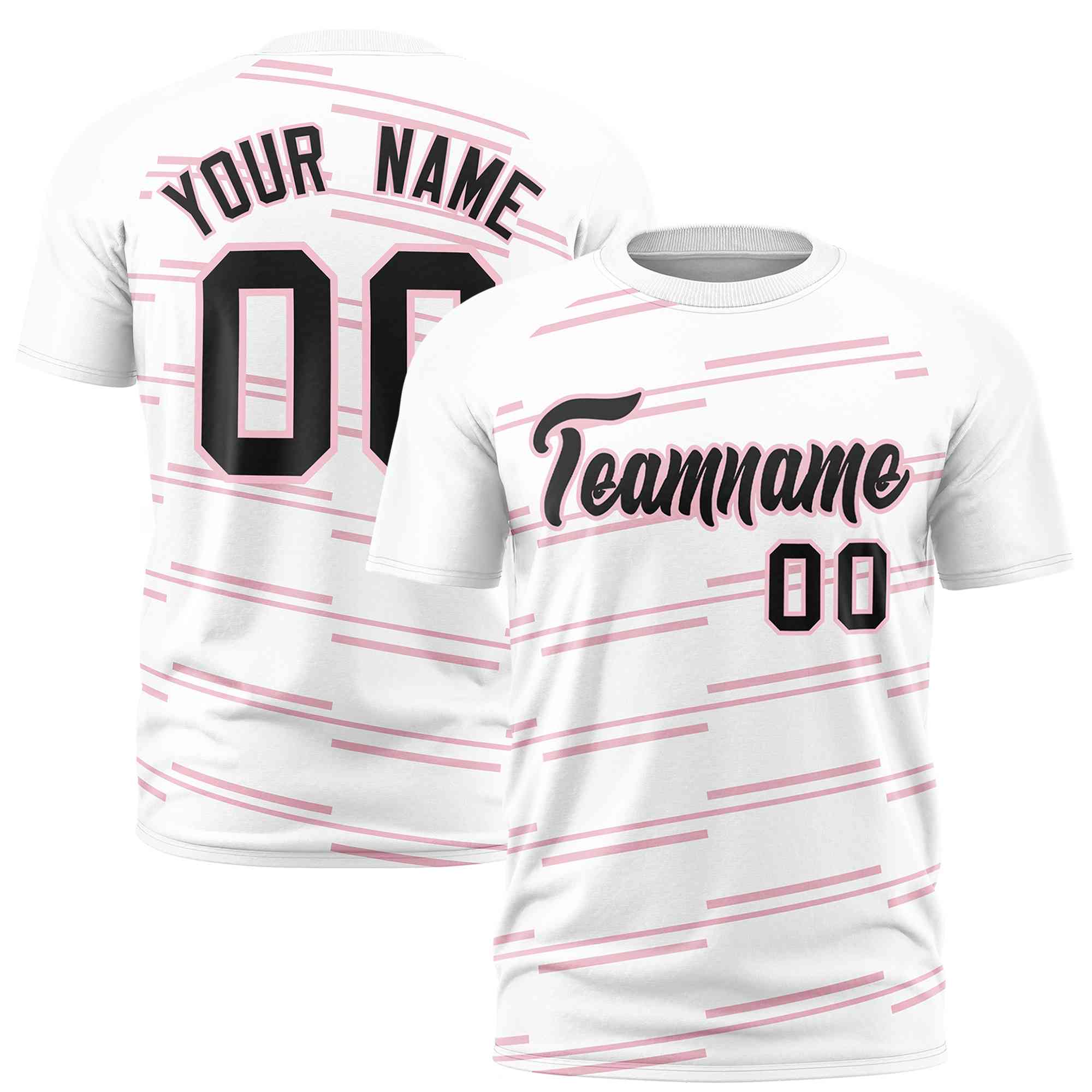 Custom White Light Pink Personalized Slanting Line Graffiti Pattern Performance T-Shirt