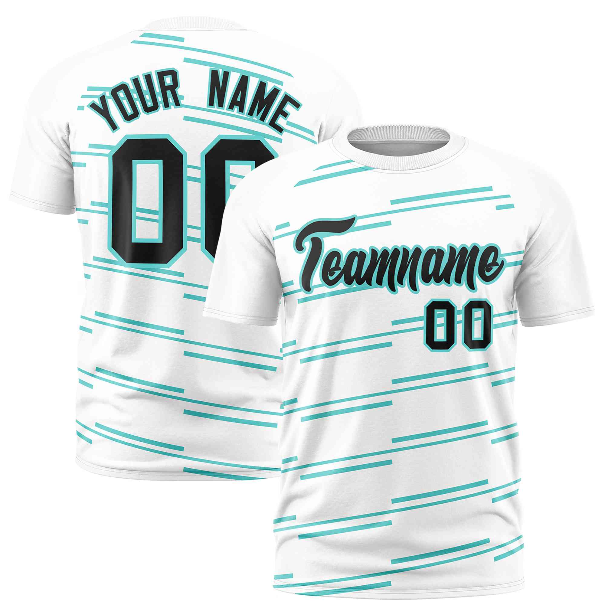 Custom White Aqua Personalized Slanting Line Graffiti Pattern Performance T-Shirt