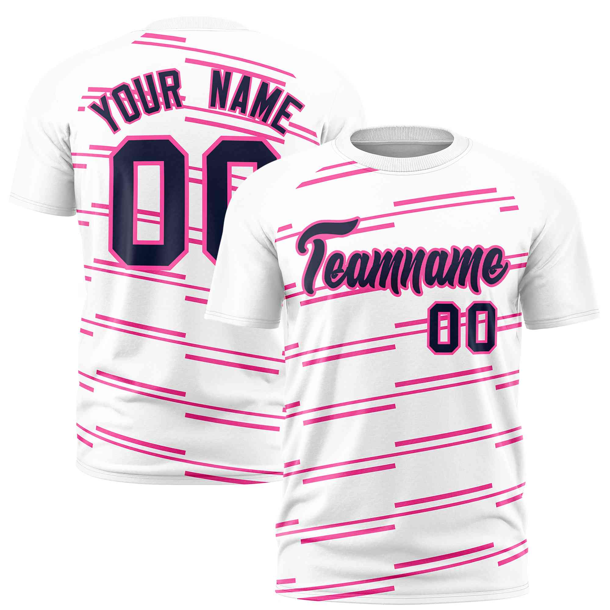 Custom White Pink Personalized Slanting Line Graffiti Pattern Performance T-Shirt