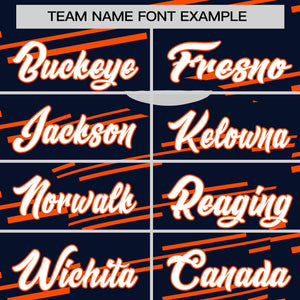 Custom Navy Orange Personalized Slanting Line Graffiti Pattern Performance T-Shirt