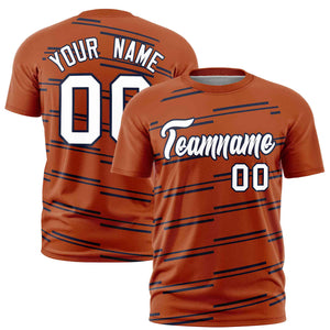 Custom Texas Orange Navy Personalized Slanting Line Graffiti Pattern Performance T-Shirt