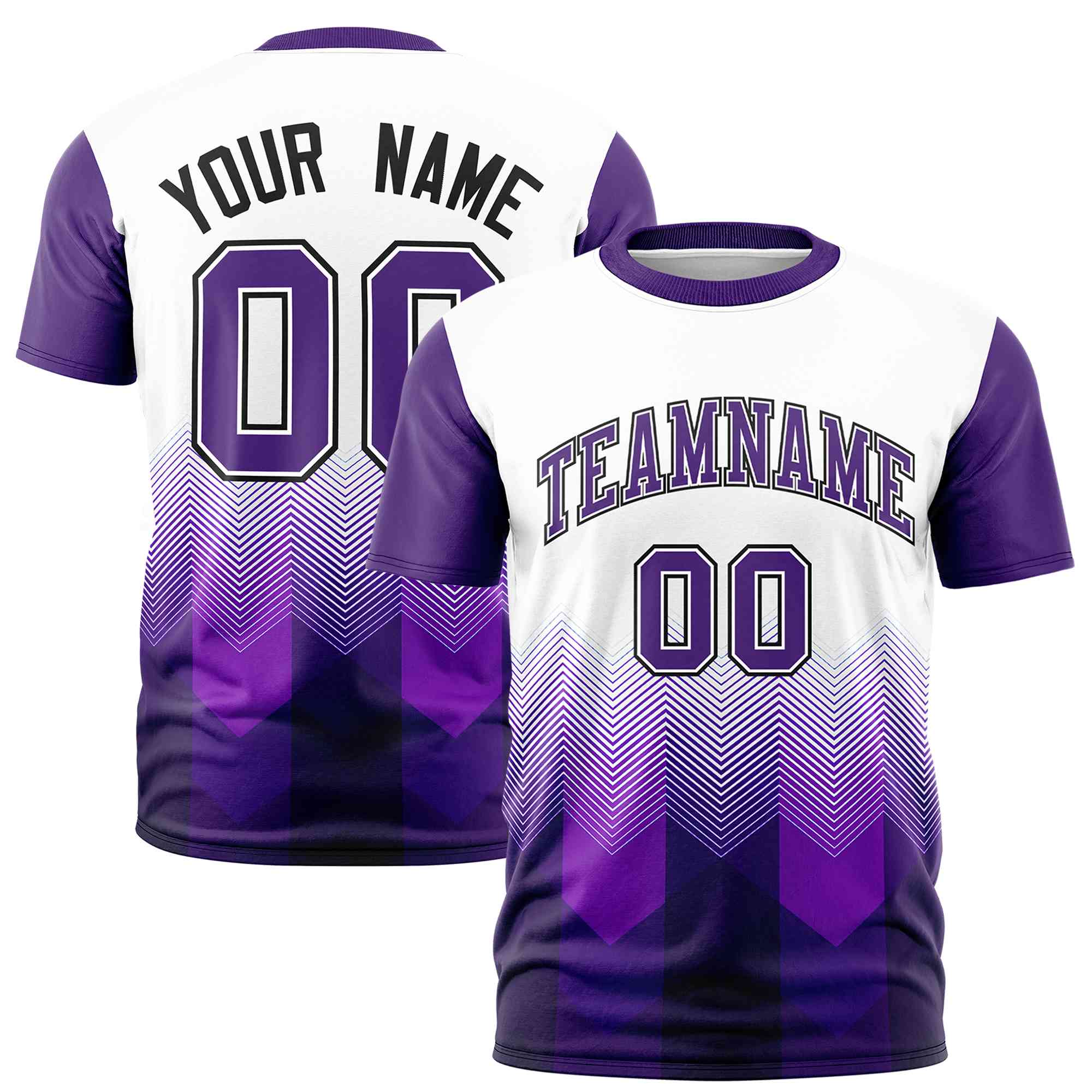 Custom White Purple Gradient Ripple Fashion Raglan Sleeves Performance T-Shirt