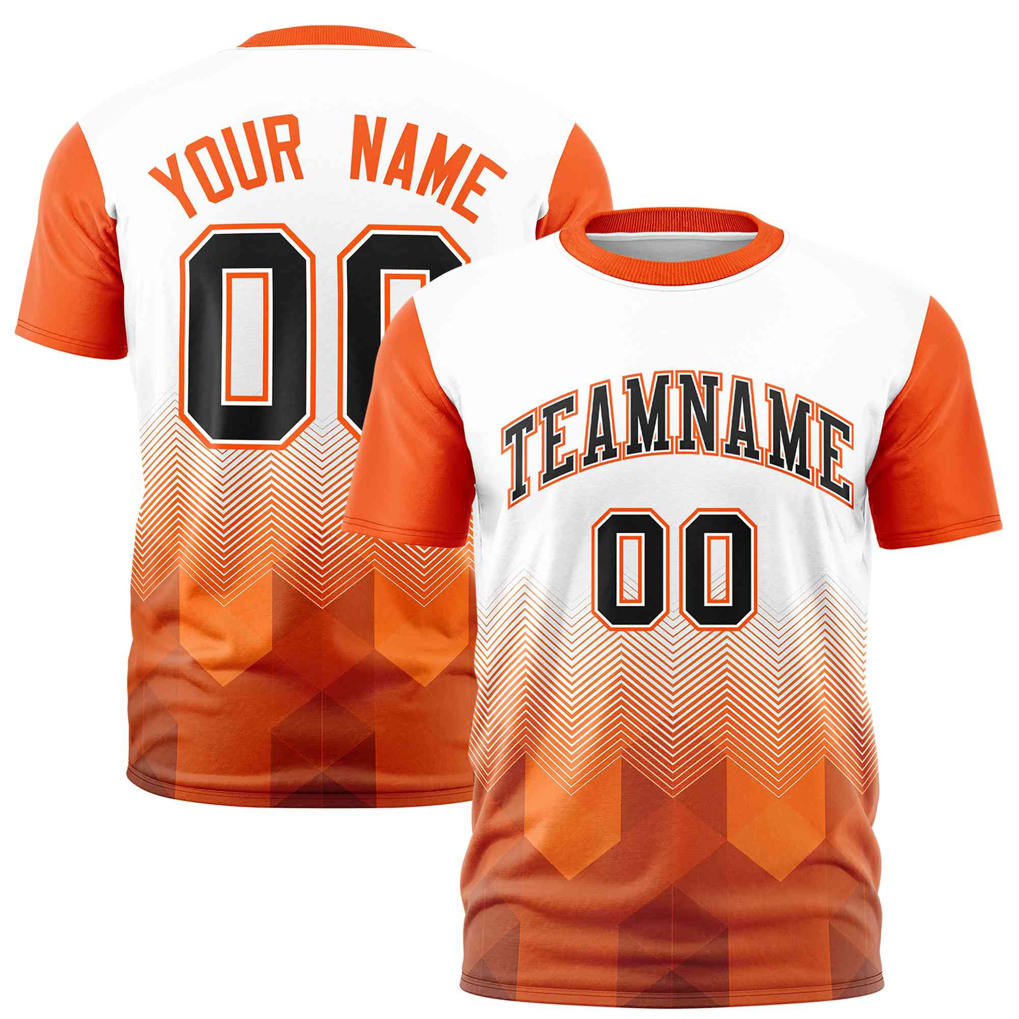 Custom White Orange Gradient Ripple Fashion Raglan Sleeves Performance T-Shirt