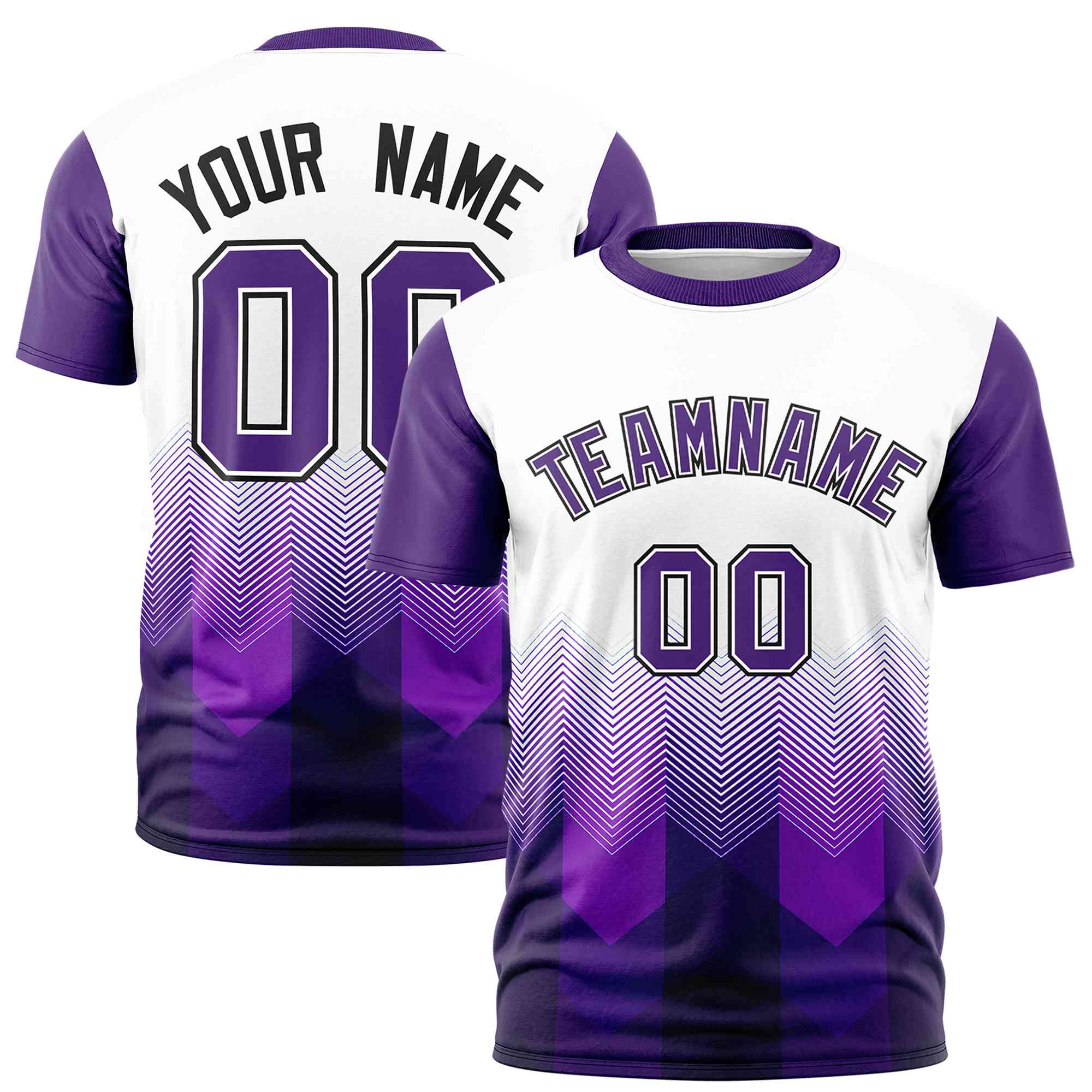 Custom White Purple Gradient Ripple Fashion Raglan Sleeves Performance T-Shirt