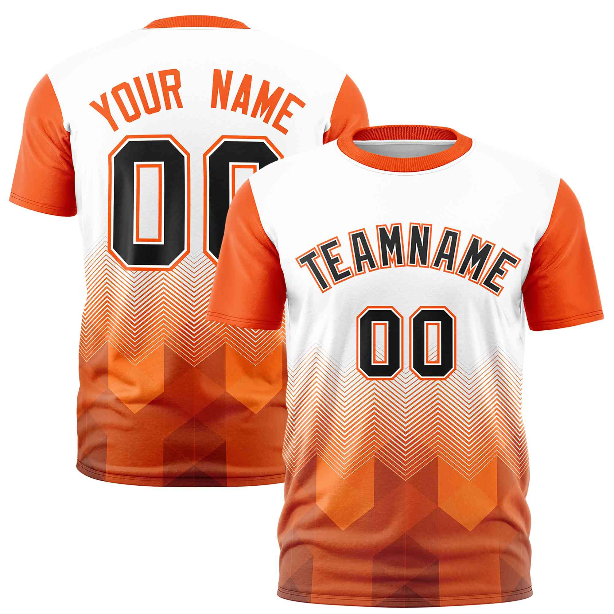 Custom White Orange Gradient Ripple Fashion Raglan Sleeves Performance T-Shirt