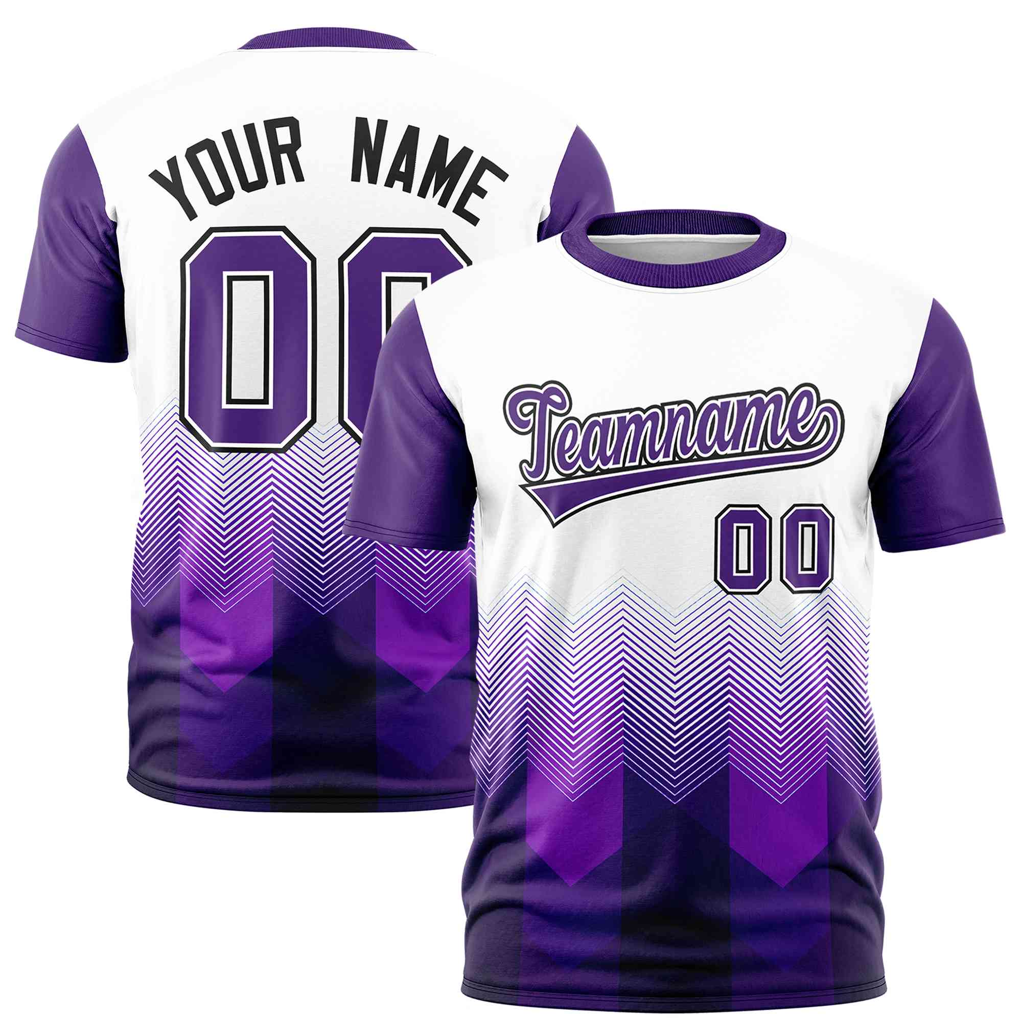 Custom White Purple Gradient Ripple Fashion Raglan Sleeves Performance T-Shirt