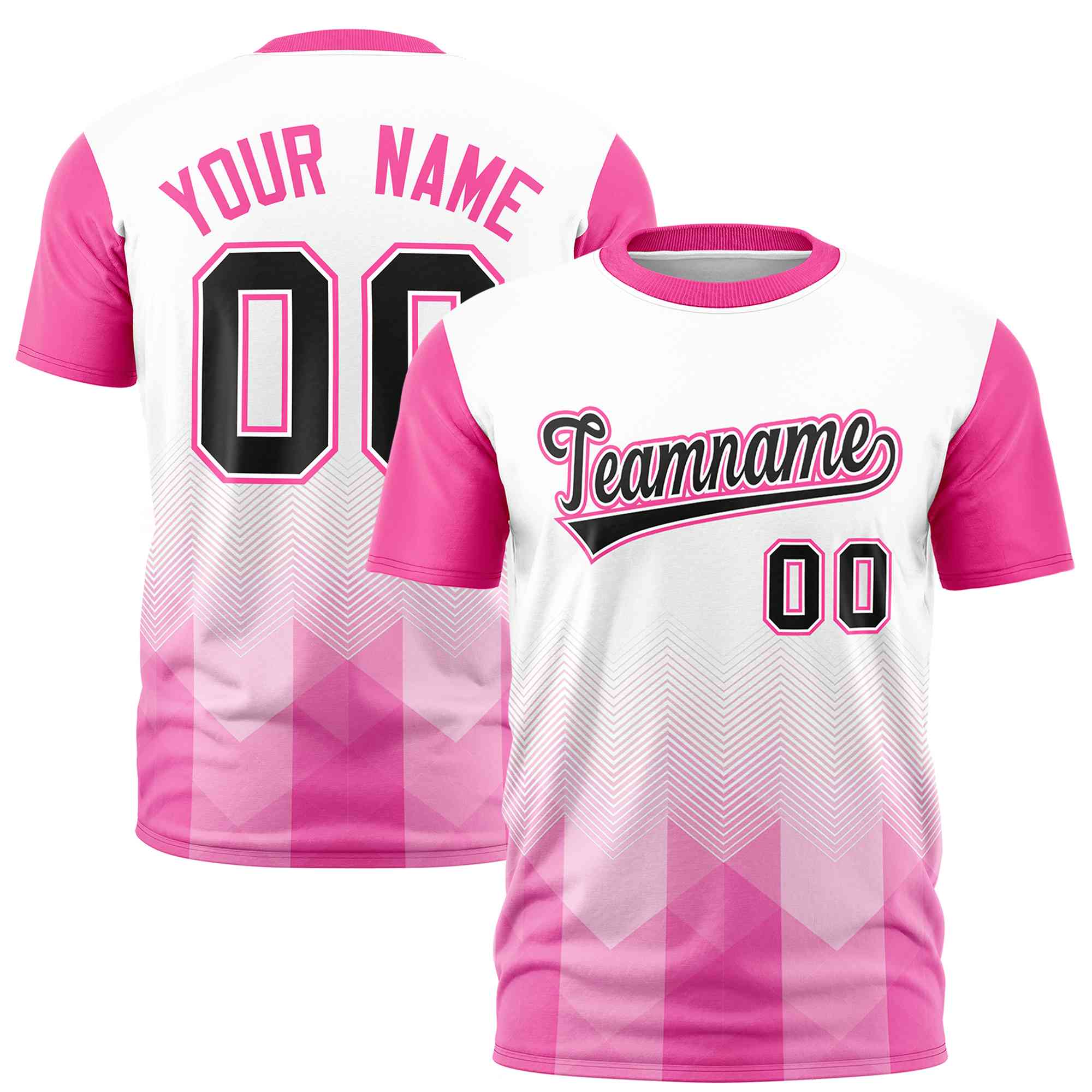 Custom White Pink Gradient Ripple Fashion Raglan Sleeves Performance T-Shirt