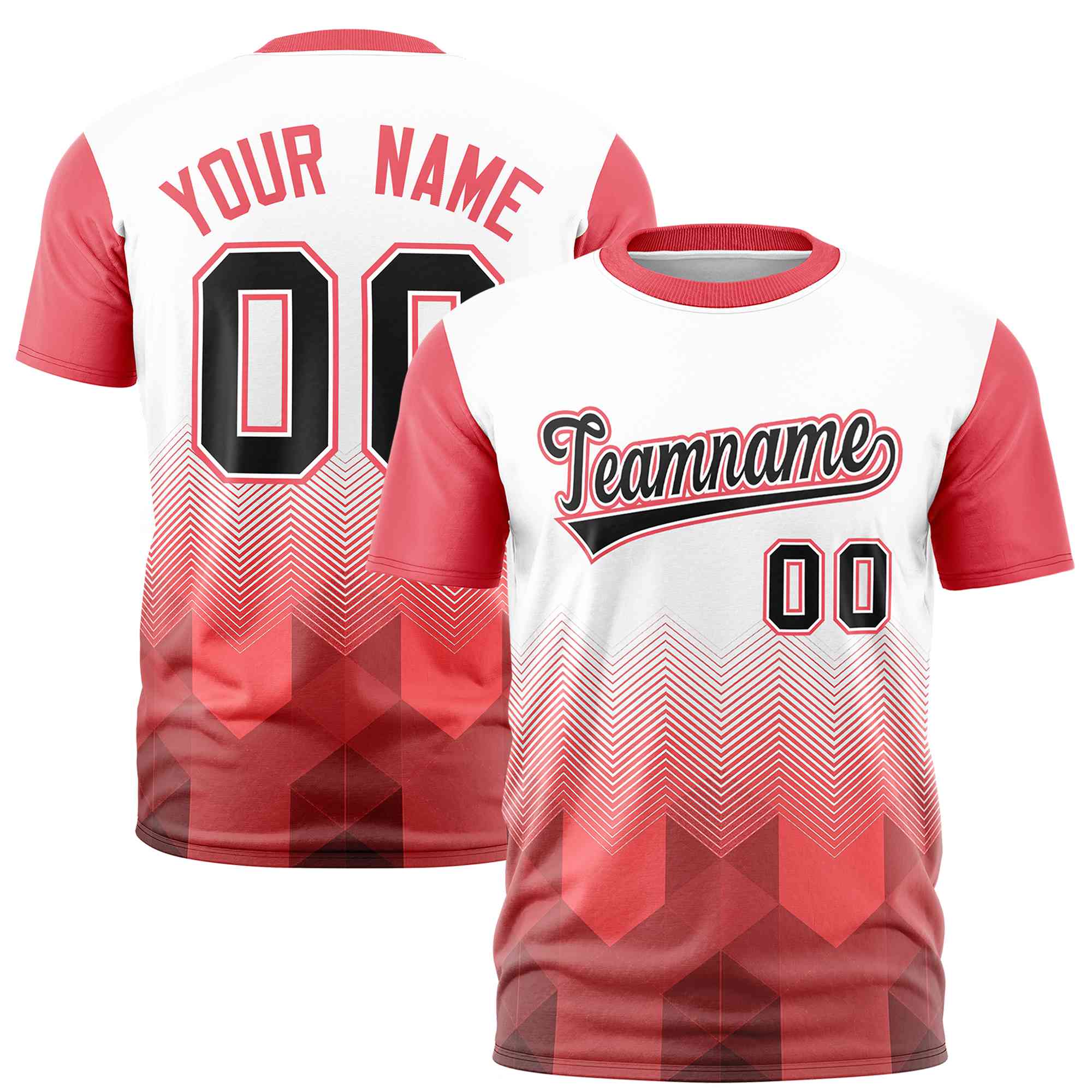 Custom White Light Red Gradient Ripple Fashion Raglan Sleeves Performance T-Shirt