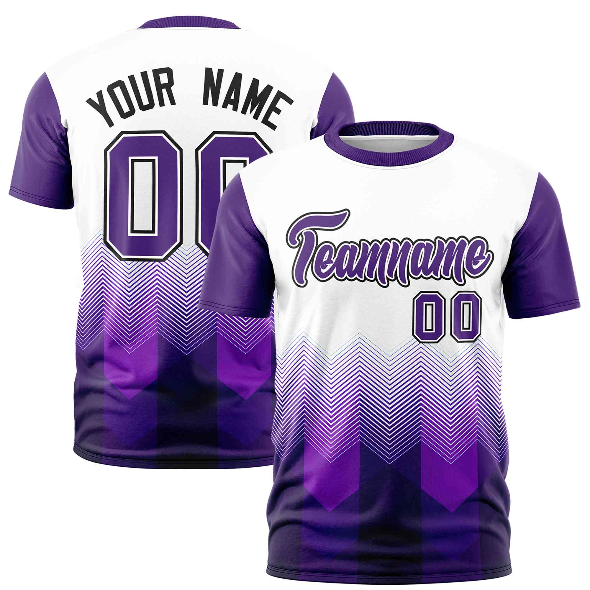 Custom White Purple Gradient Ripple Fashion Raglan Sleeves Performance T-Shirt