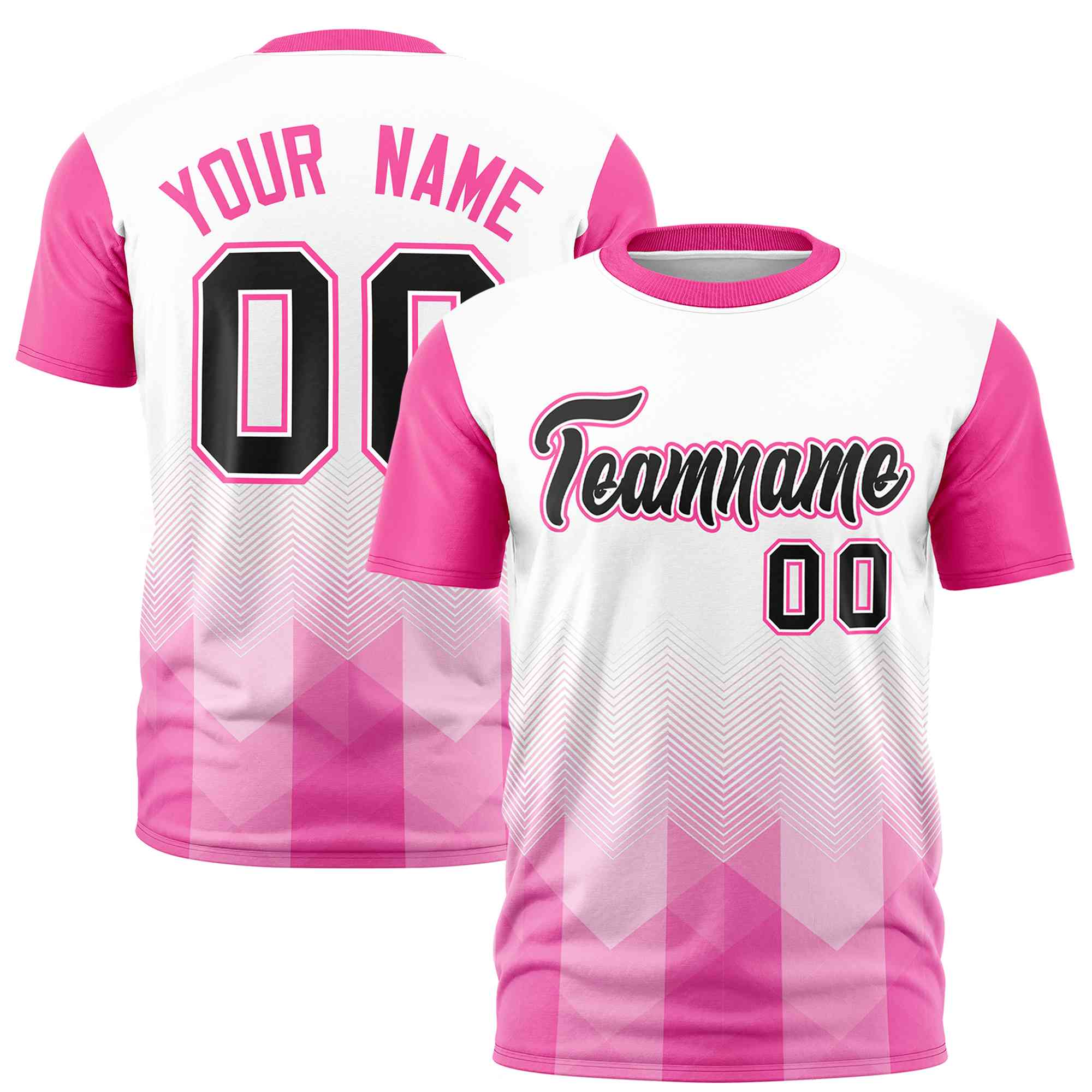 Custom White Pink Gradient Ripple Fashion Raglan Sleeves Performance T-Shirt