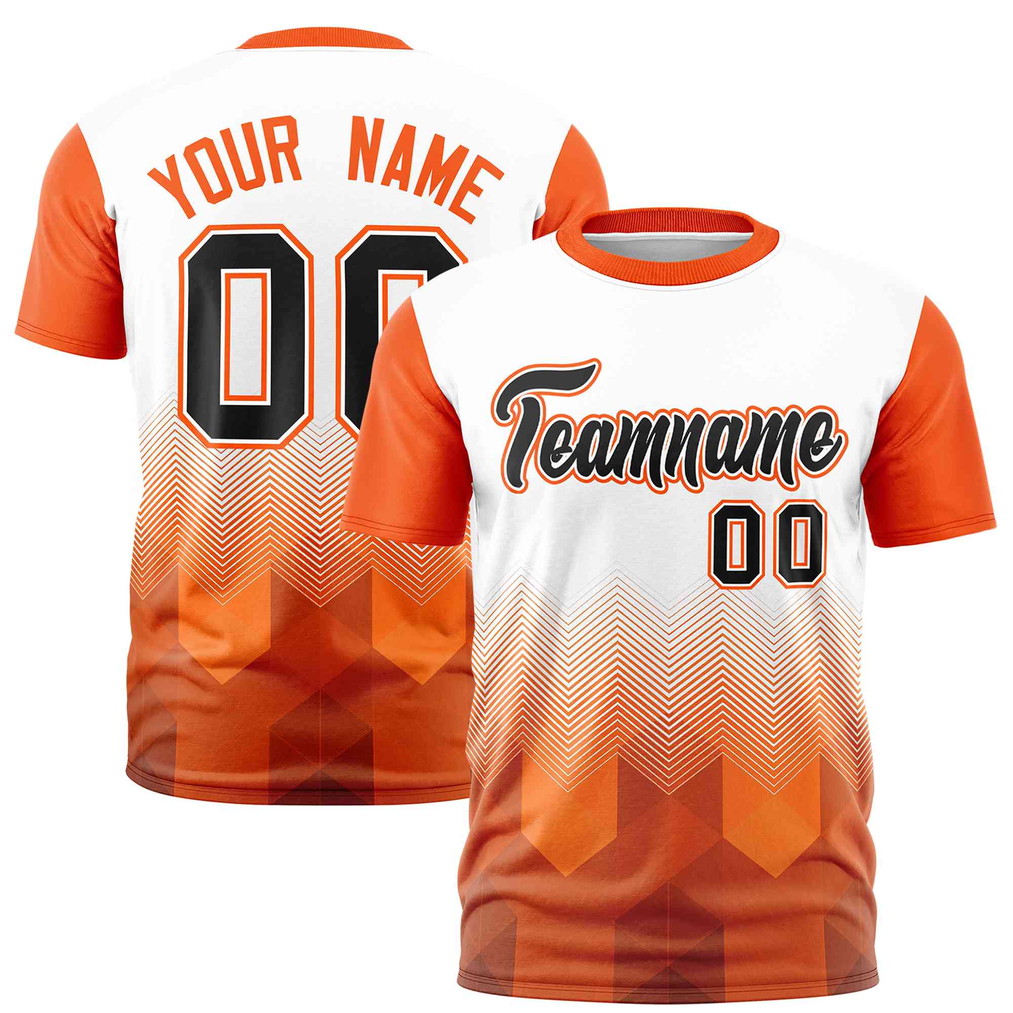 Custom White Orange Gradient Ripple Fashion Raglan Sleeves Performance T-Shirt