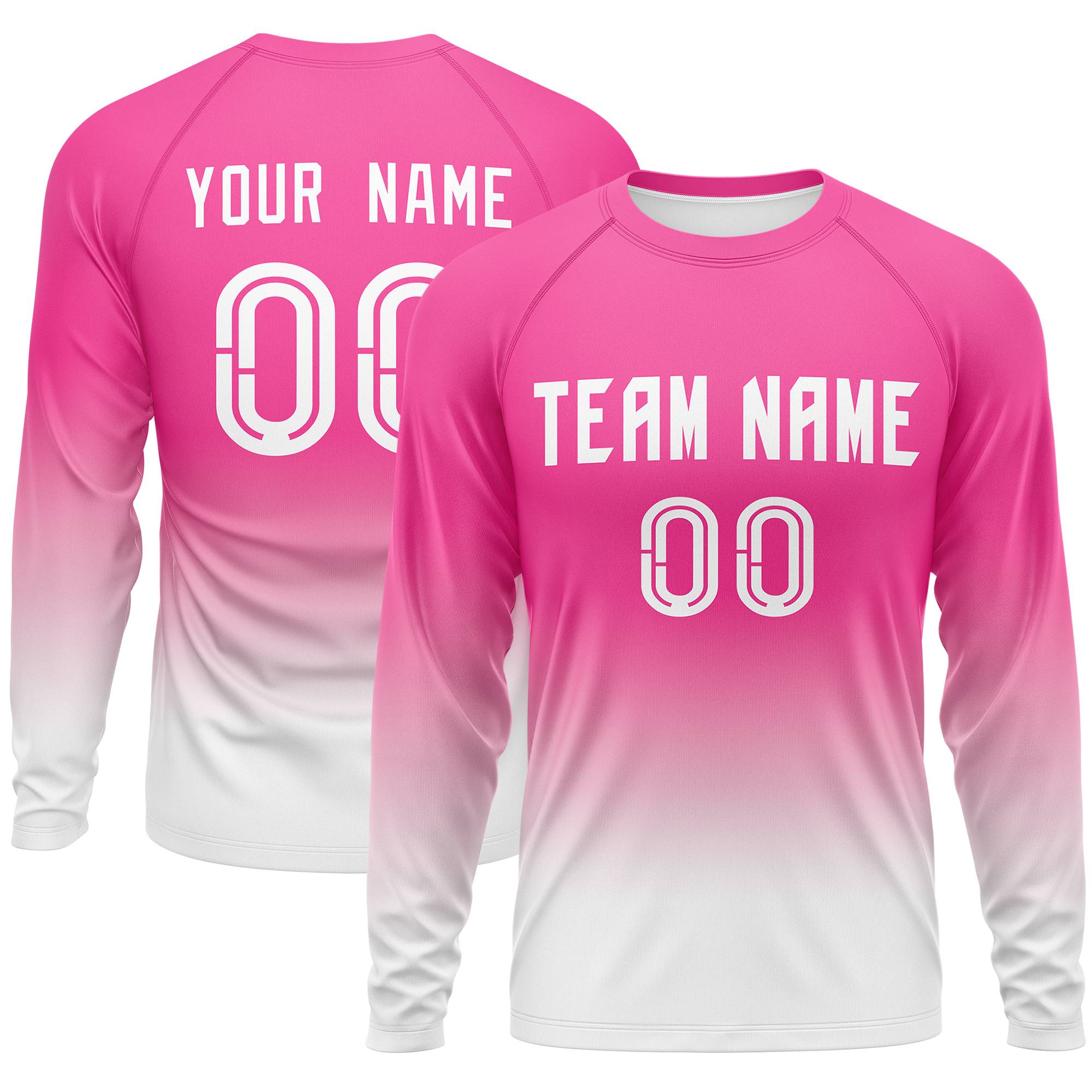 Custom Pink-Light-White Pink Gradient Fashion Design Long Sleeve Performance T-Shirt