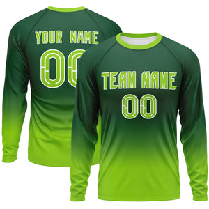 Custom Green-Neon Green Gradient Fashion Design Long Sleeve Performance T-Shirt