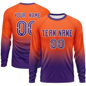 Custom Orange-Purple Gradient Fashion Design Long Sleeve Performance T-Shirt