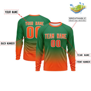 Custom Teal-Orange Gradient Fashion Design Long Sleeve Performance T-Shirt