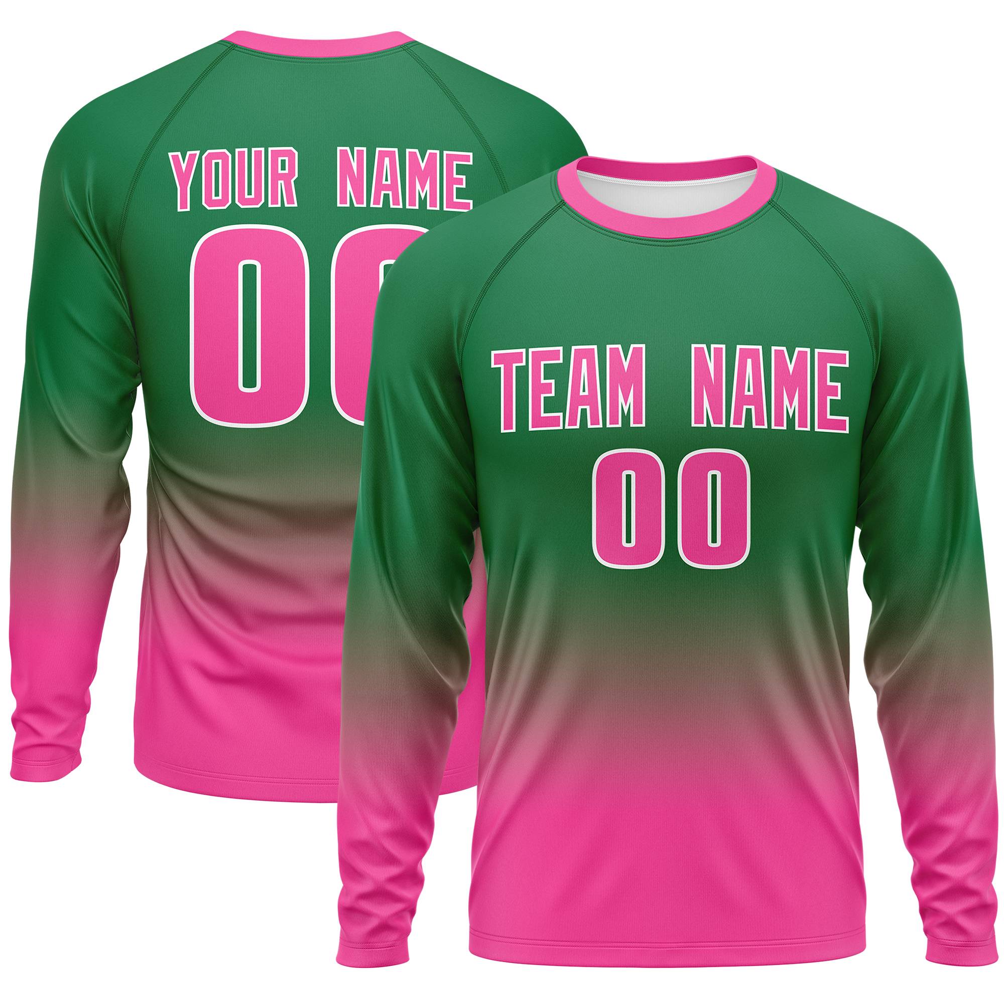 Custom Teal-Pink Gradient Fashion Design Long Sleeve Performance T-Shirt