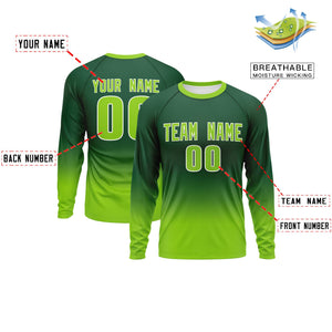 Custom Green-Neon Green Gradient Fashion Design Long Sleeve Performance T-Shirt