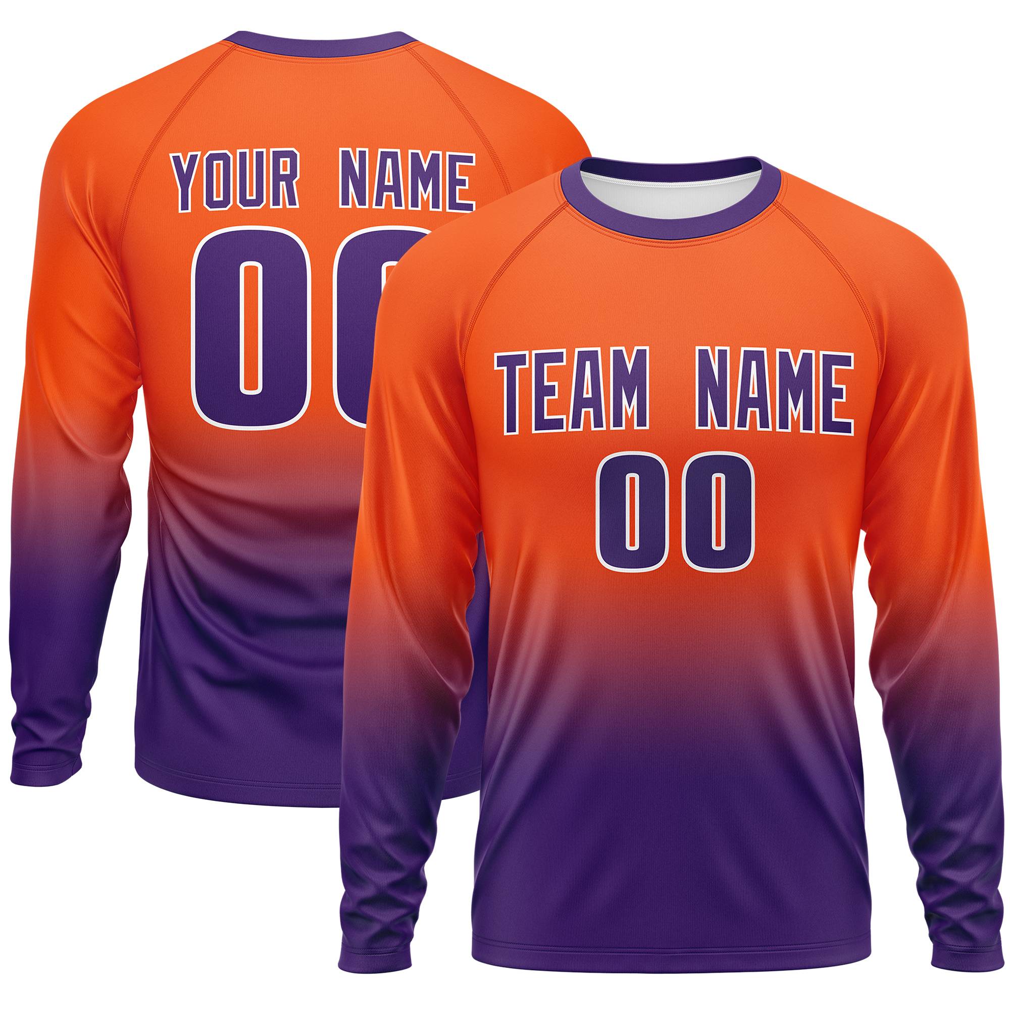 Custom Orange-Purple Gradient Fashion Design Long Sleeve Performance T-Shirt