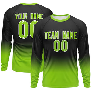 Custom Black-Neon Green Gradient Fashion Design Long Sleeve Performance T-Shirt