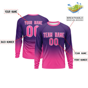 Custom Purple-Pink Gradient Fashion Design Long Sleeve Performance T-Shirt