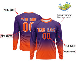 Custom Purple-Orange Gradient Fashion Design Long Sleeve Performance T-Shirt