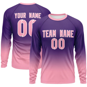 Custom Purple-Light Pink Gradient Fashion Design Long Sleeve Performance T-Shirt