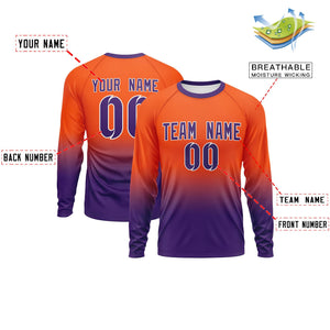 Custom Orange-Purple Gradient Fashion Design Long Sleeve Performance T-Shirt