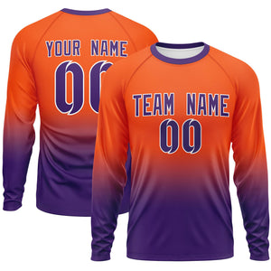 Custom Orange-Purple Gradient Fashion Design Long Sleeve Performance T-Shirt