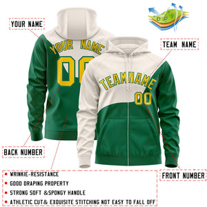 Custom Green Kelly Green Color Block Varsity Full-Zip Letterman Wave Hoodie Jacket