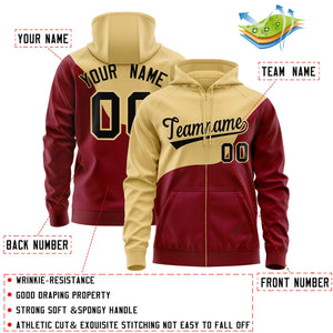 Custom Gold Orange Color Block Varsity Full-Zip Letterman Wave Hoodie Jacket