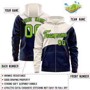 Custom Neon Green Green Color Block Varsity Full-Zip Letterman Wave Hoodie Jacket