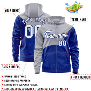 Custom Cream Royal Color Block Varsity Full-Zip Letterman Wave Hoodie Jacket